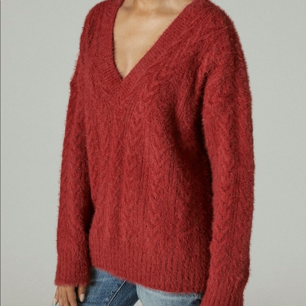 Lucky Brand, red, sweater, size large